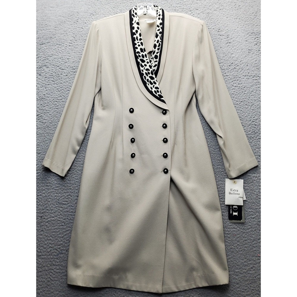 Studio 1 Jacket Dress Womens 8P Brown Shoulder Pads Double Breasted Shawl Collar